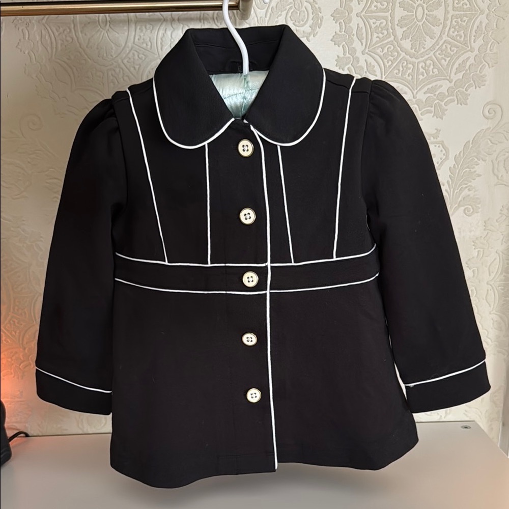 Classic Black Janie and Jack Kids Jacket with White Trim
